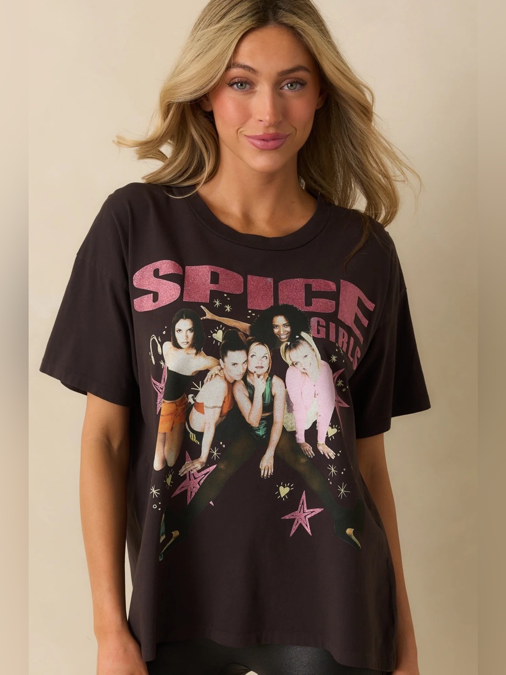 Daydreamer Spice Girls Doodles Merch Graphic Cotton Tee in Faded Black Size XS